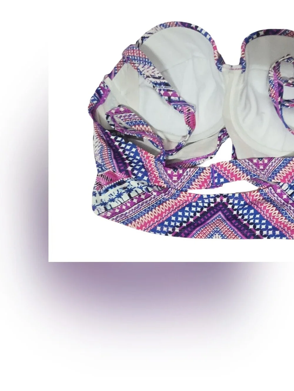 Torrid Purple Pink Blue Geo-Print Bikini Top Geometric Push Up Festival Swim - Picture 6 of 9